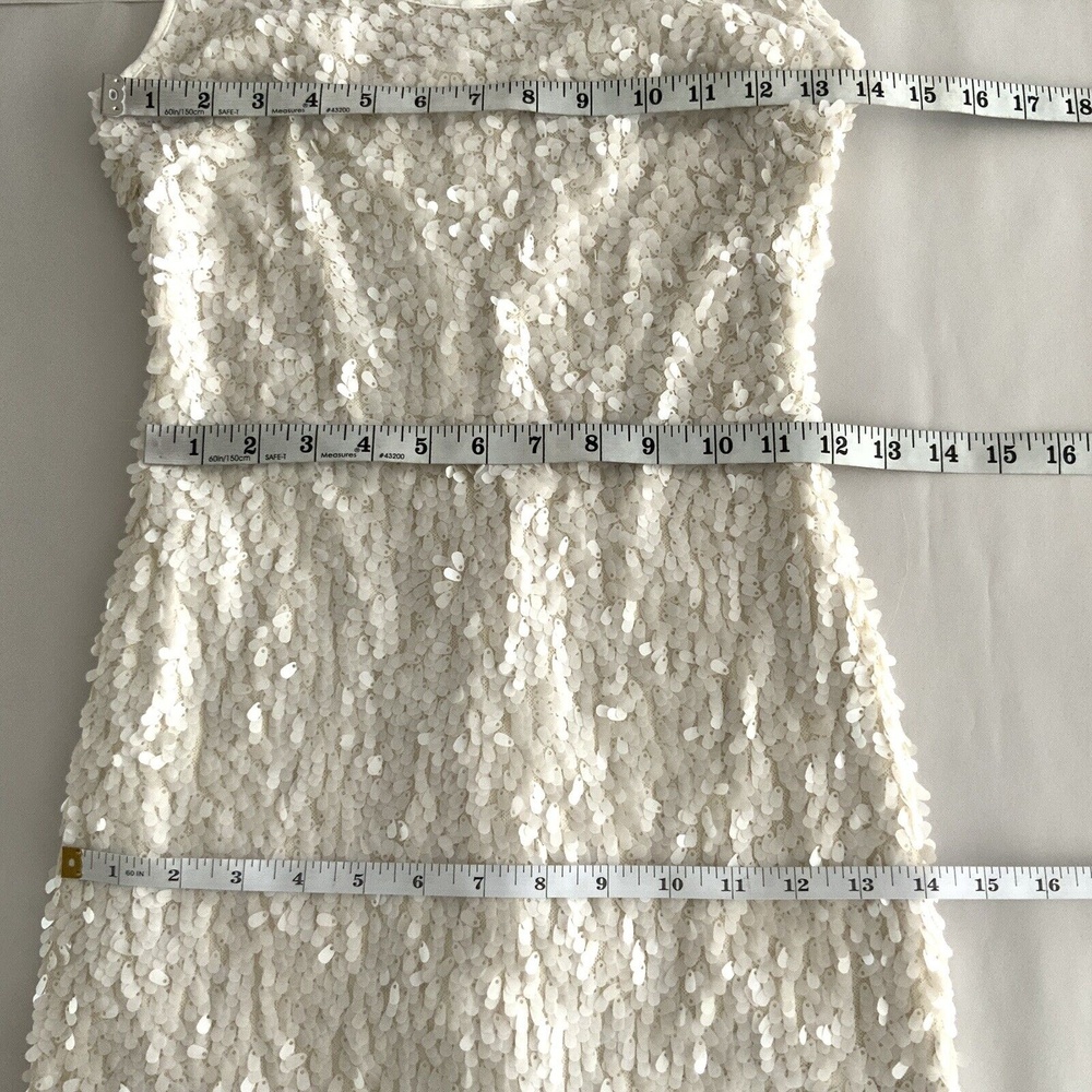 White House Black Market Ivory Sequin Body-con Dress 00 - Picture 6 of 11